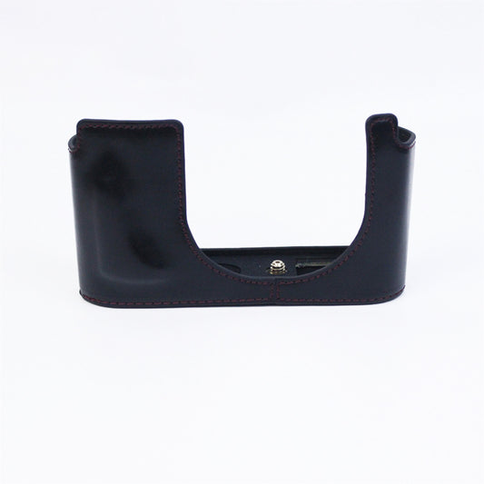 Uniqkart for Leica Q2 Fashionable Leather Detachable Camera Bottom Case Protective Half Body Cover Holder - Black