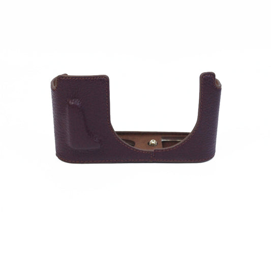 Uniqkart for Leica Q2 Camera Bottom Case Genuine Leather Detachable Protective Half Body Cover Holder - Coffee