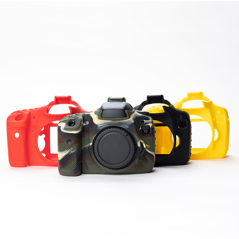 Uniqkart for Canon EOS 7D DSLR Camera Anti-drop Silicone Case Soft Protective Cover - Black