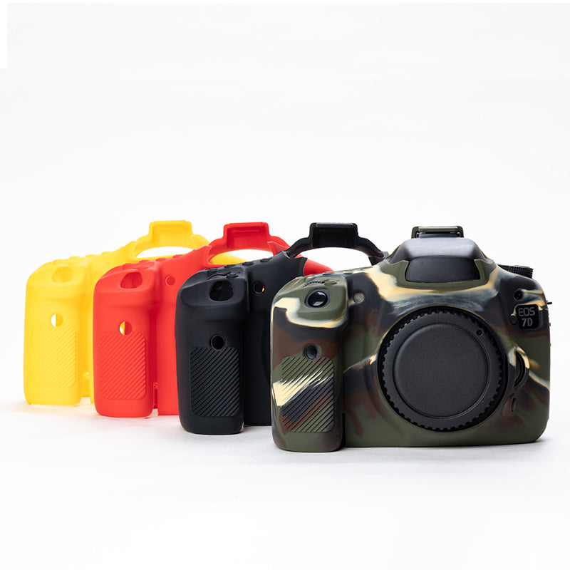 Uniqkart for Canon EOS 7D DSLR Camera Anti-drop Silicone Case Soft Protective Cover - Black
