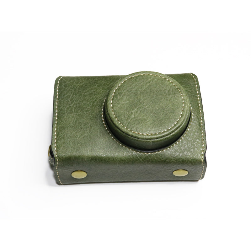 Uniqkart for Ricoh GR II Detachable PU Leather Camera Bag Battery Opening Design Protective Cover with Shoulder Strap - Green