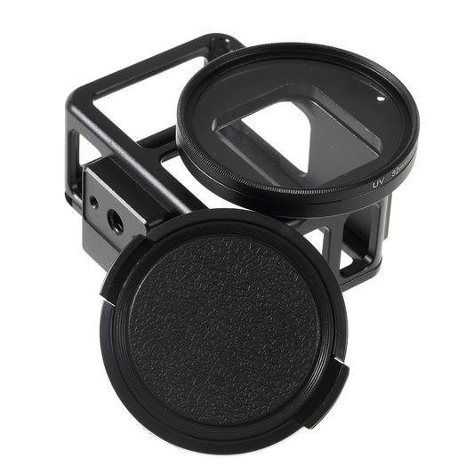 Metal Housing Hollow Frame Case for Gopro Hero 7 Black Camera with Back Door and 52mm UV Filter