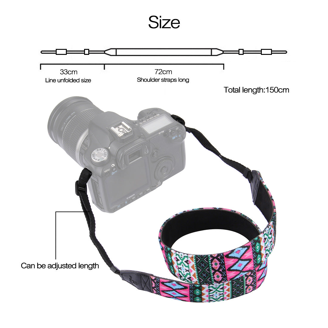 Puluz PU6005 Folk-custom Series Colorful Grid Pattern Cloth Shoulder Strap Camera Strap