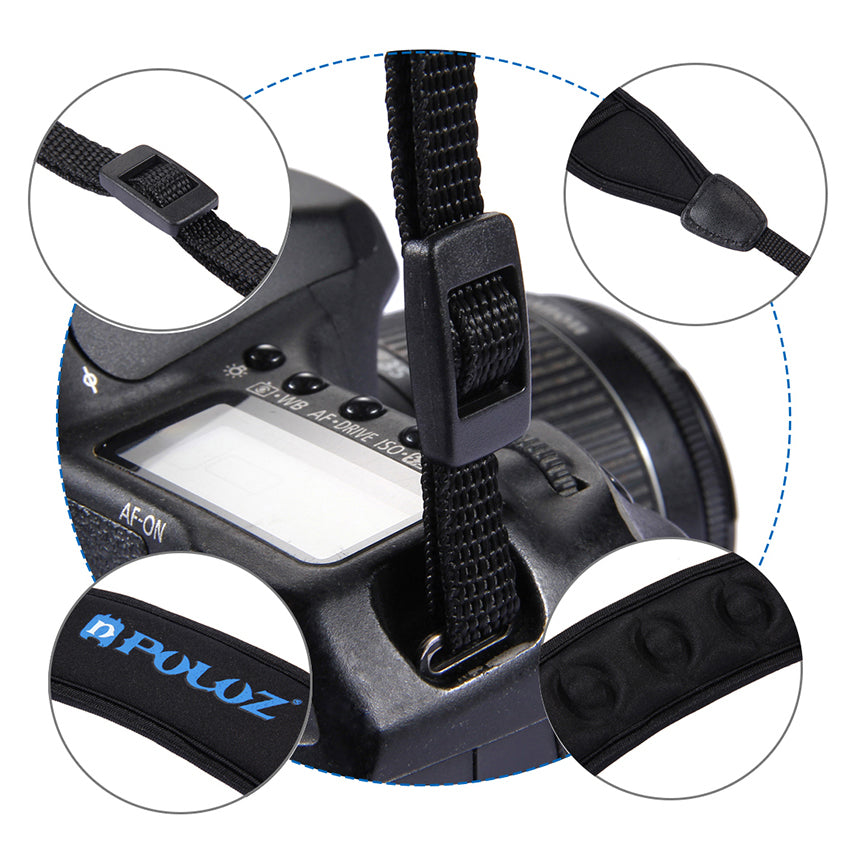 Puluz PU6003 Anti-Slip Soft Diving Pad Single Shoulder Camera Strap for SLR / DSLR Cameras - Black