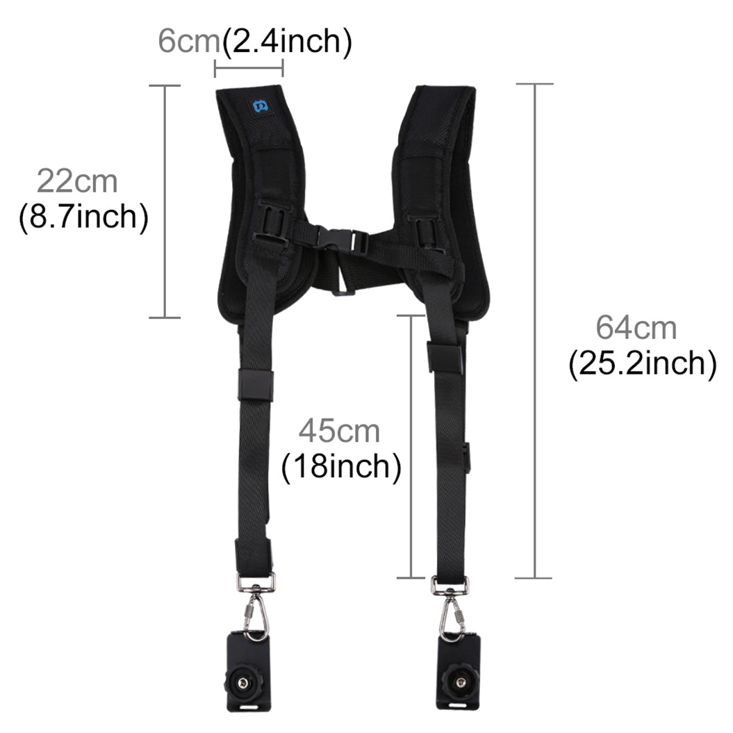 Puluz PU6002 Quick Release Double Shoulder Harness Soft Pad Decompression Foam Shoulder Strap for DSLR Cameras