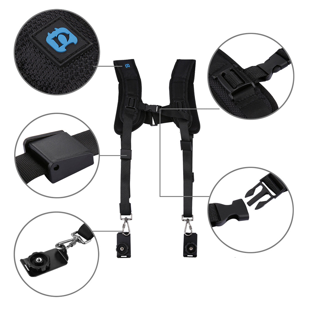 Puluz PU6002 Quick Release Double Shoulder Harness Soft Pad Decompression Foam Shoulder Strap for DSLR Cameras