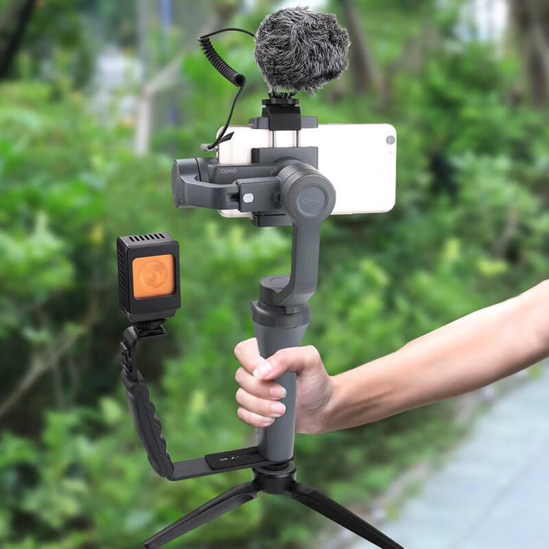 LDX Handheld Gimbal Extending External L-Bracket Mount Holder for DJI OSMO Mobile 2 / Zhiyun Smooth 4