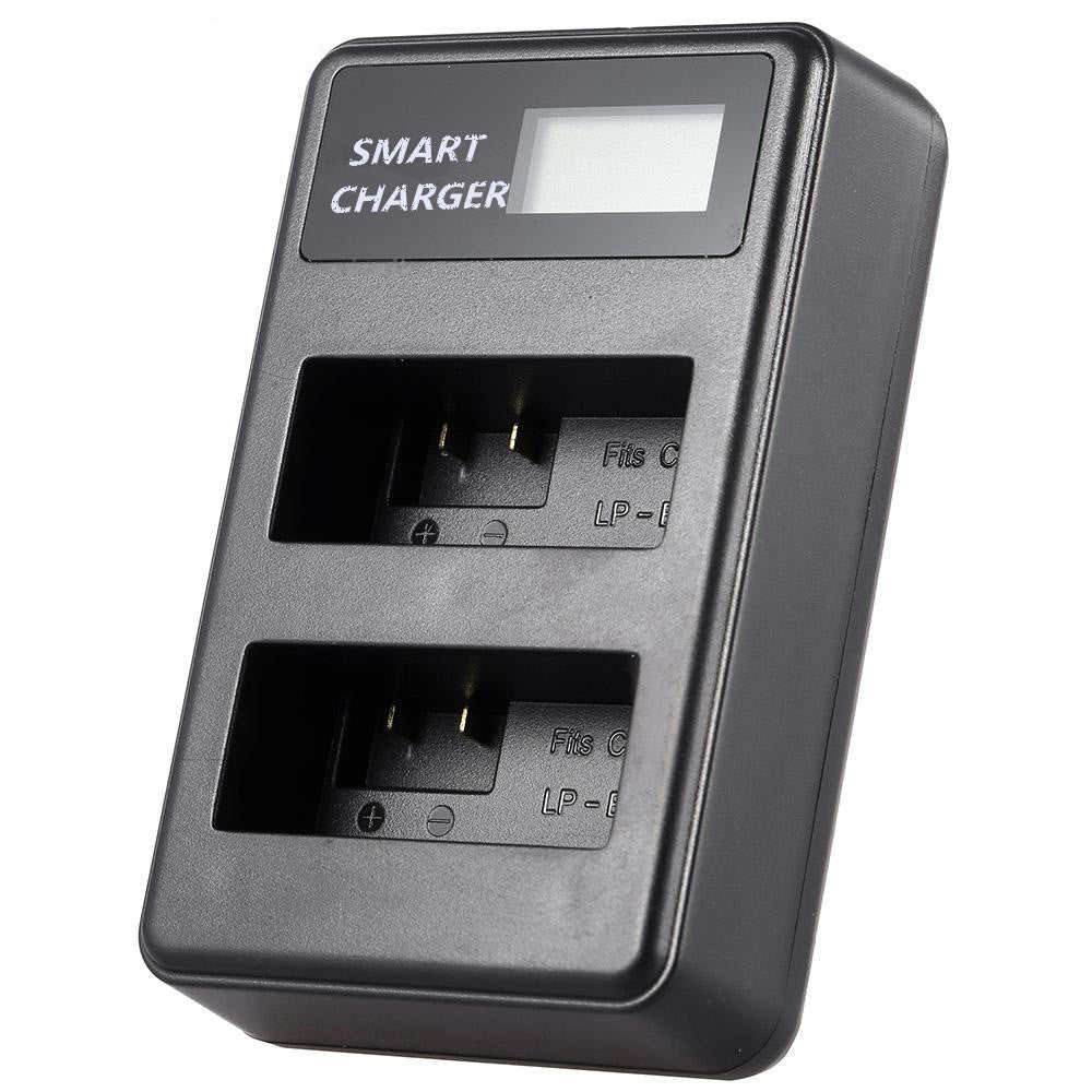 LCD Display 2-Channel LP-E8 Battery USB Charger for Canon EOS 550D 600D 650D etc
