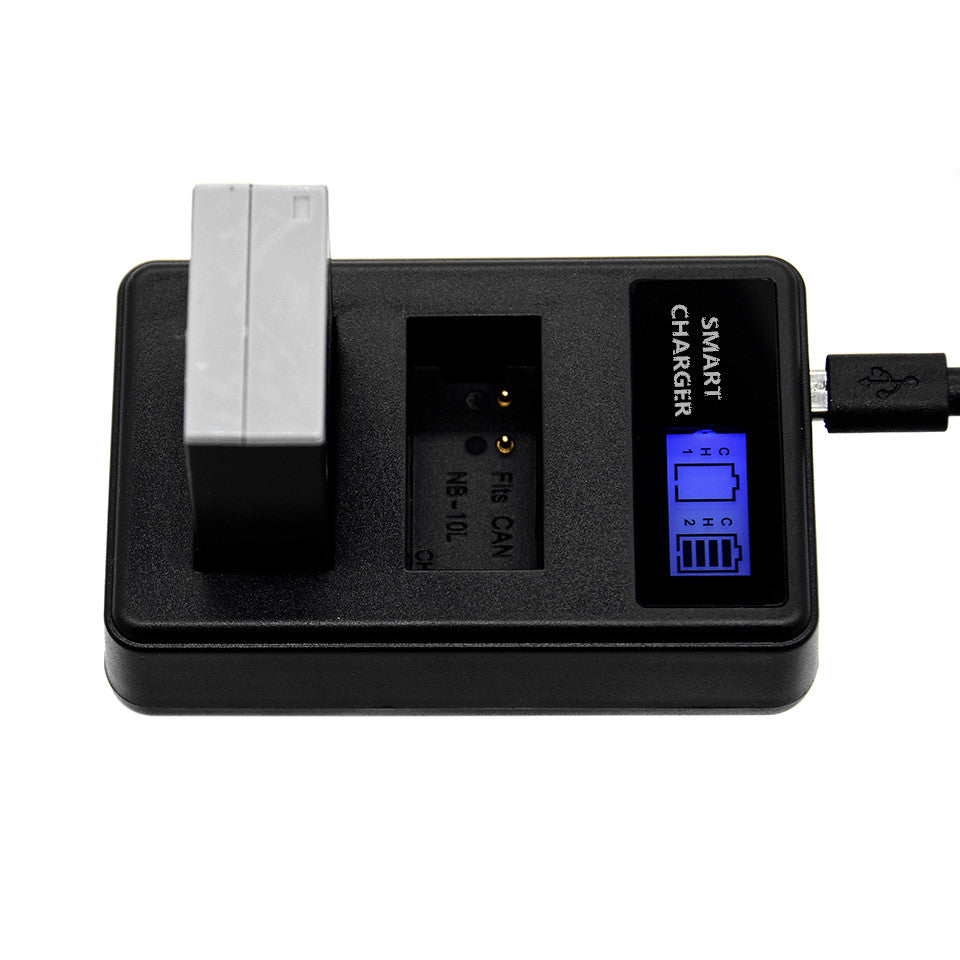 LCD Display Double-Channel NB-10L USB Battery Charger for Canon SX40 HS SX40HS