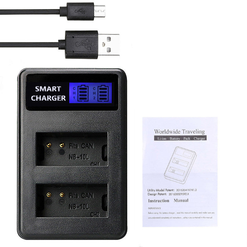 LCD Display Double-Channel NB-10L USB Battery Charger for Canon SX40 HS SX40HS