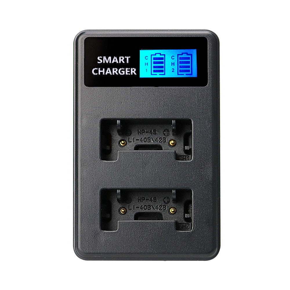 LCD Display Dual-Channel USB Charger for Fuji NP-45/Kodak K7006/Casio NP-80, etc Battery
