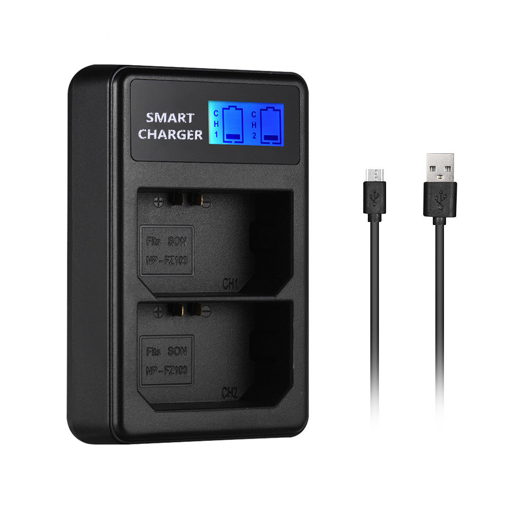 LCD Display Two-Channel NP-FZ100 USB Battery Charger for Sony A7III A9 A7RIII A7SIII