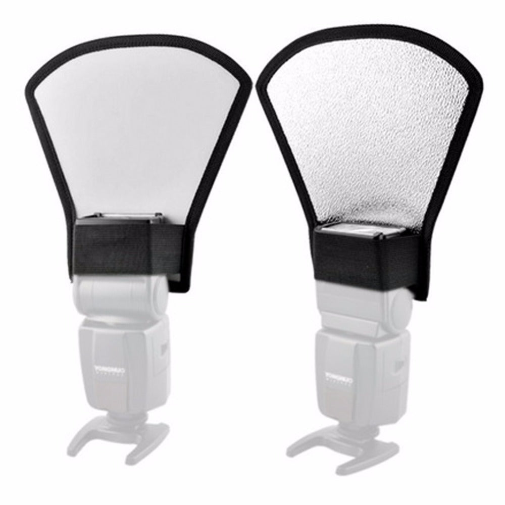Camera Flash Diffuser Softbox Photo Flash Light Reflector for Canon Cameras Size 11*18*20cm - Silver/White