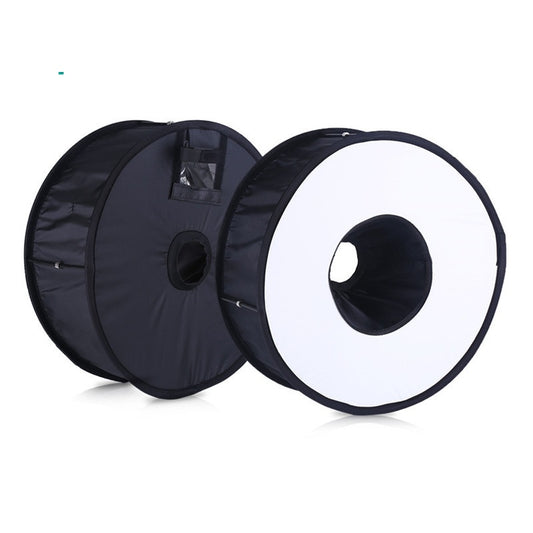 45cm Foldable Ring Speedlite Flash Diffuser Macro Shoot Round Softbox for Canon Nikon Speedlight - Black