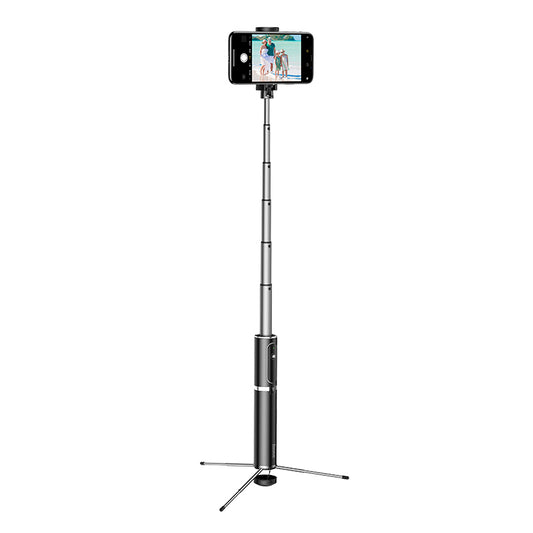 Aluminum Alloy Foldable Bluetooth Control Selfie Stick with Tripod - Silver