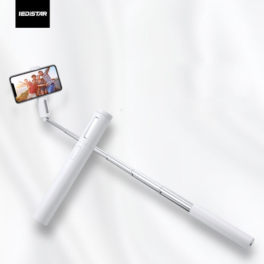 DX-50 Wireless Bluetooth Foldable Selfie Stick Mobile Phone Fill Light Lighting Function Selfie Stick Self-Timer Live Video - White