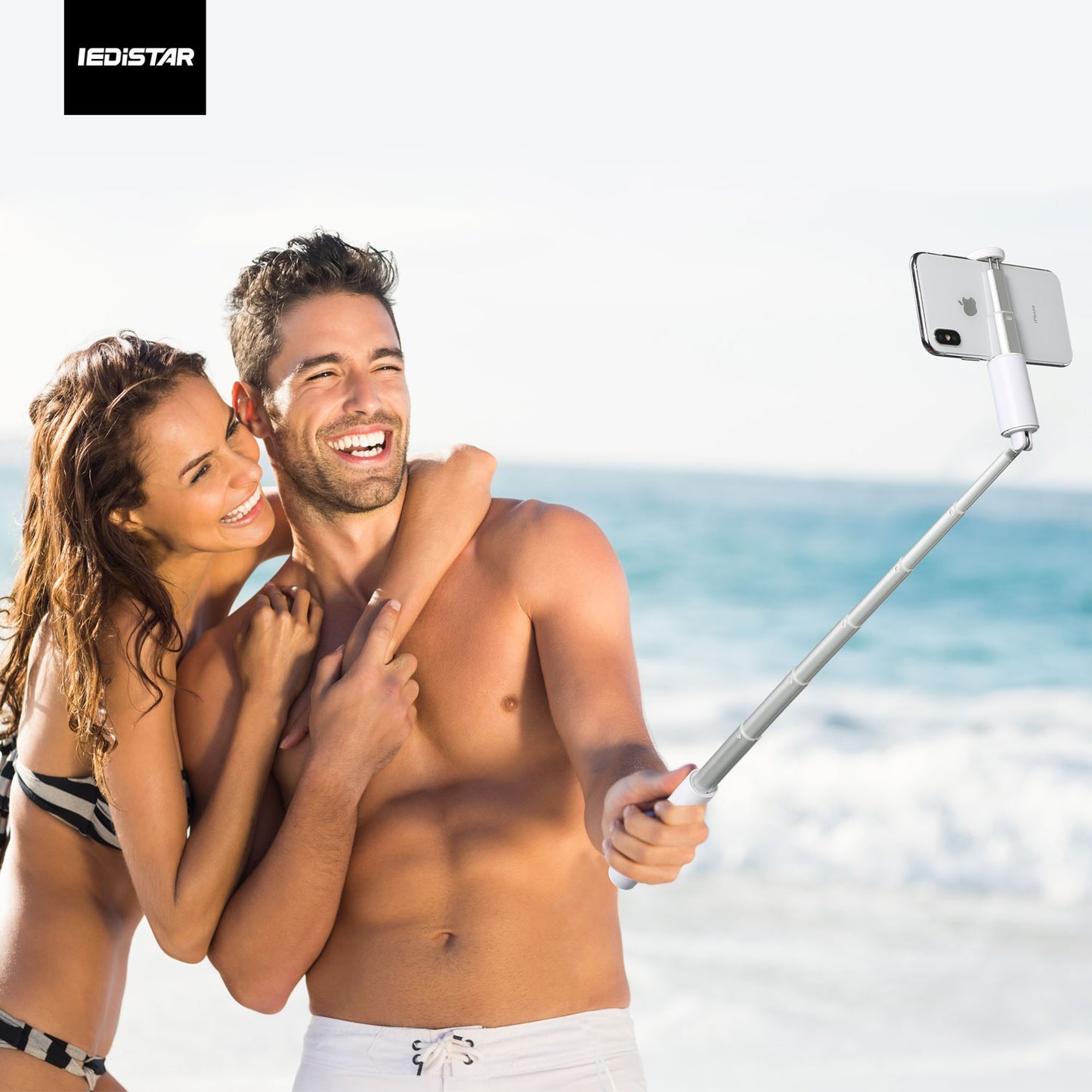 DX-50 Wireless Bluetooth Foldable Selfie Stick Mobile Phone Fill Light Lighting Function Selfie Stick Self-Timer Live Video - White