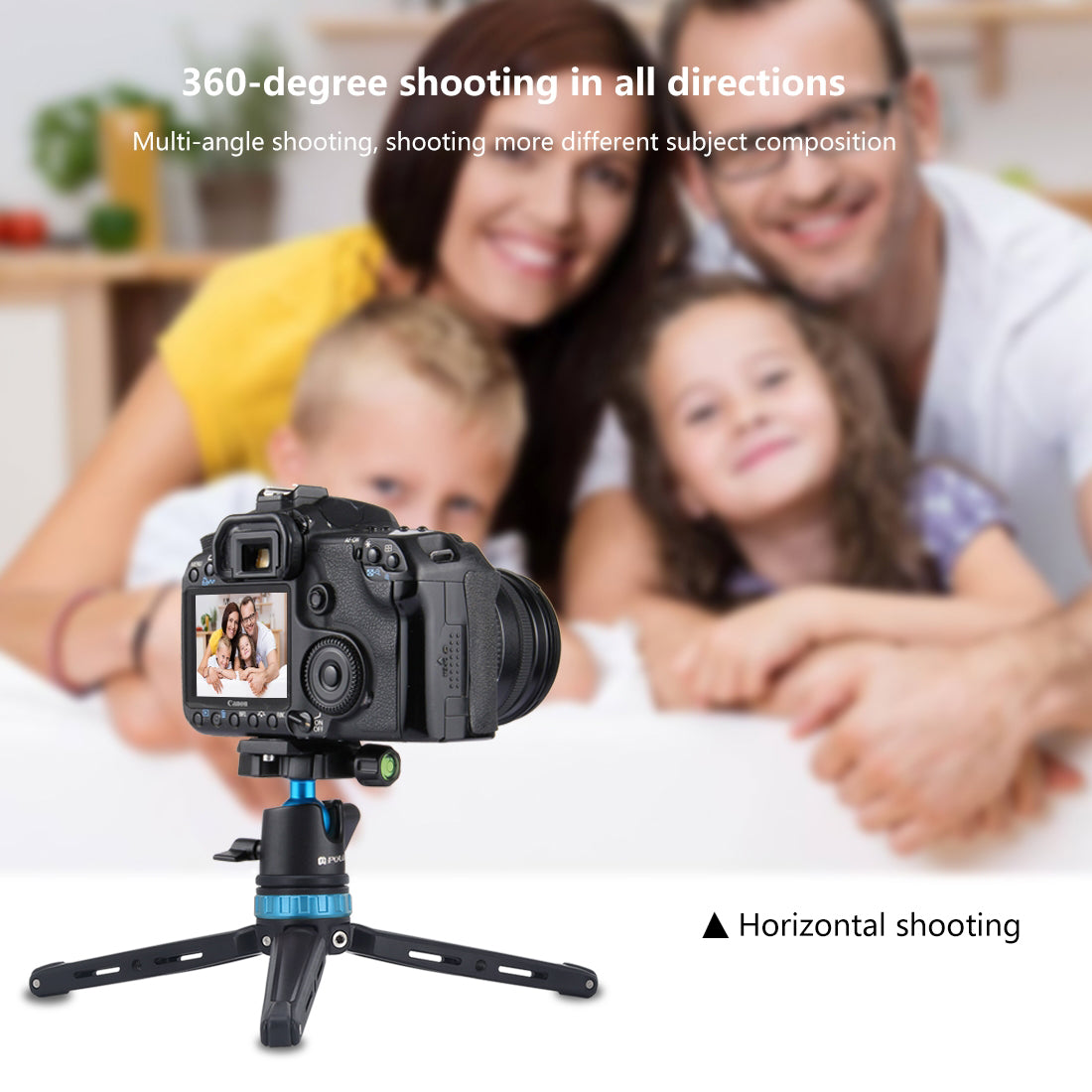 PULUZ Mini Adjustable Metal Desktop Tripod Mount with 360 Degree Ball Head for DSLR &amp; Digital Cameras - Blue