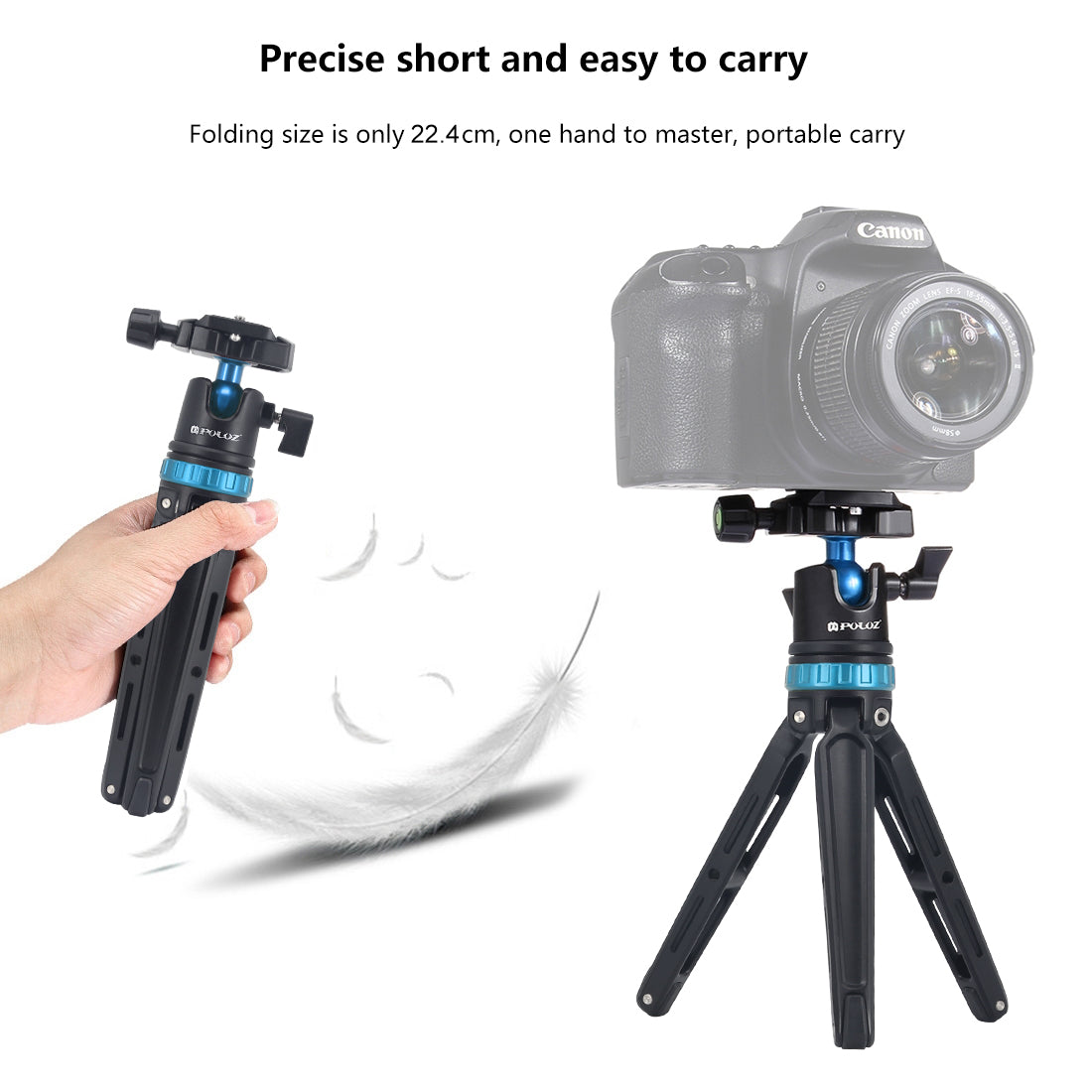 PULUZ Mini Adjustable Metal Desktop Tripod Mount with 360 Degree Ball Head for DSLR &amp; Digital Cameras - Blue