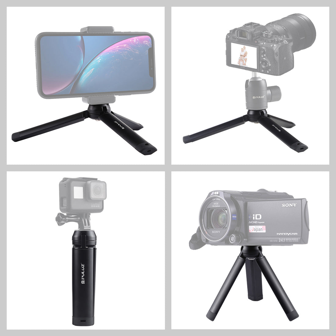 PULUZ PU385 Mini Pocket Metal Desktop Tripod Mount with 1/4 inch Screw for DSLR &amp; Digital Cameras, Max Load: 10kg