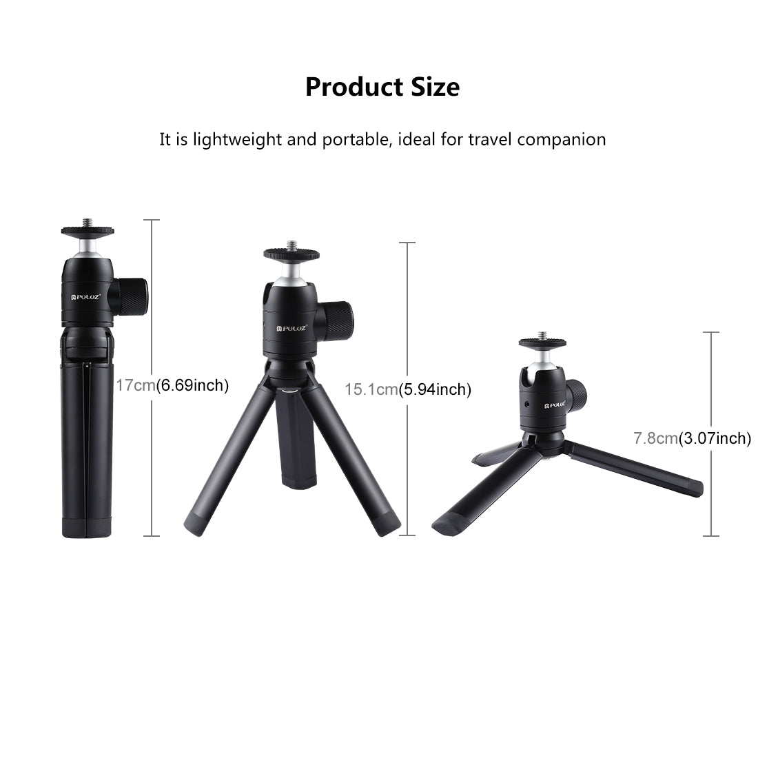 PULUZ PKT44 Mini Pocket Metal Desktop Tripod Mount with 1/4 inch Screw for DSLR &amp; Digital Cameras