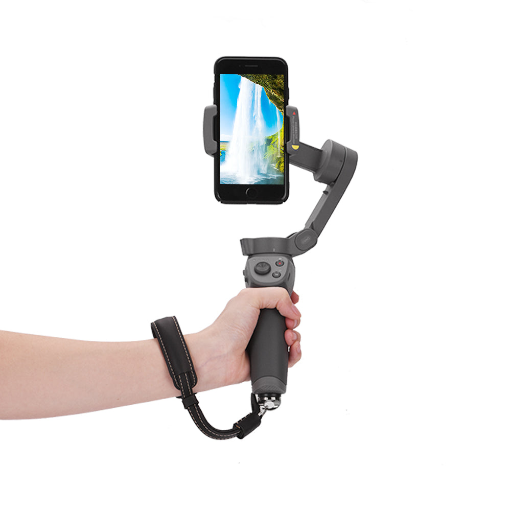PU Leather Hand Strap Safety Lanyard for DJI OSMO Mobile 2/3 - Black