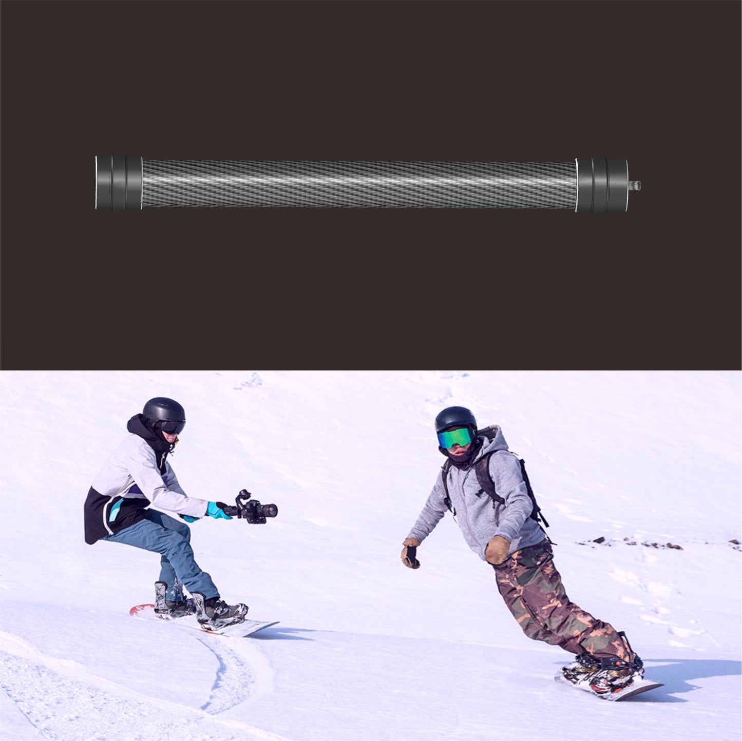 Carbon Fiber Extension Stick Rod Bar for DJI Osmo Mobile 3/2/Feiyu Vimble 2 Smooth 4 - Black