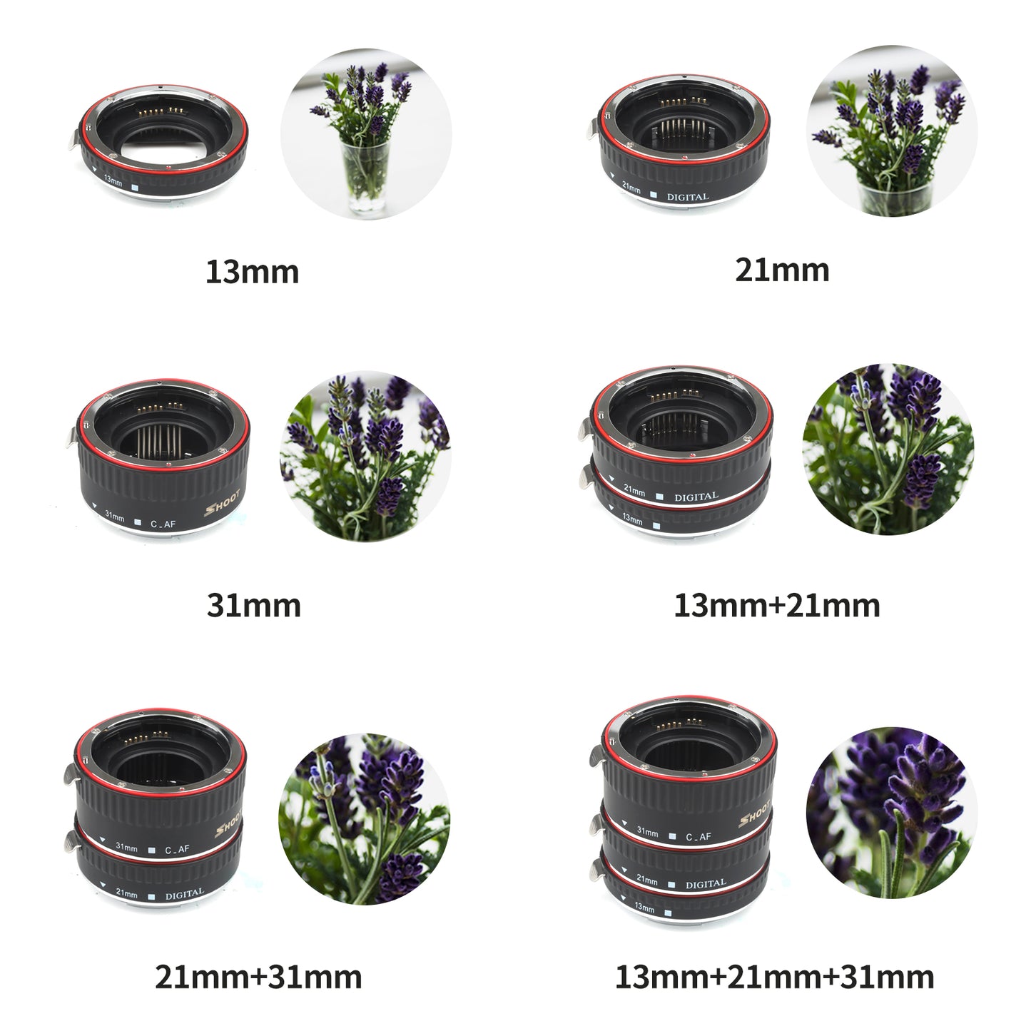 Shoot XT-364 Auto Focus Macro Extension Tube Ring for Canon EOS EF EF-S Lens 4000D 2000D 1200D 1100D 700D 450D 400D 200D 70D 5D T5 T6i
