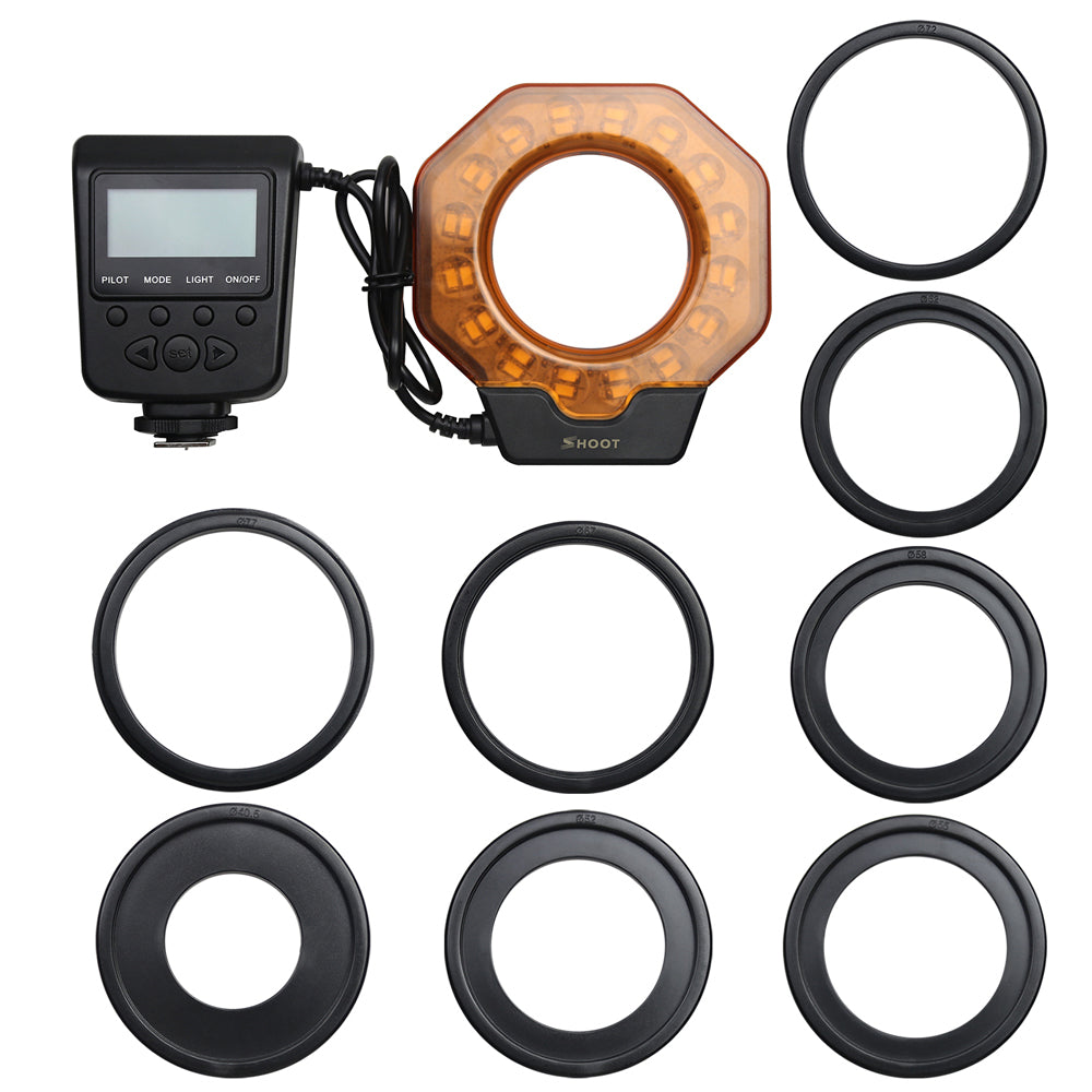 Shoot SL-103C Macro LED Ring Flash Light for Nikon D5300 D5100 D3400 D3100 D7200 Canon 1300D 6D Olympus e420 Pentax K5 K50 DSLR Camera