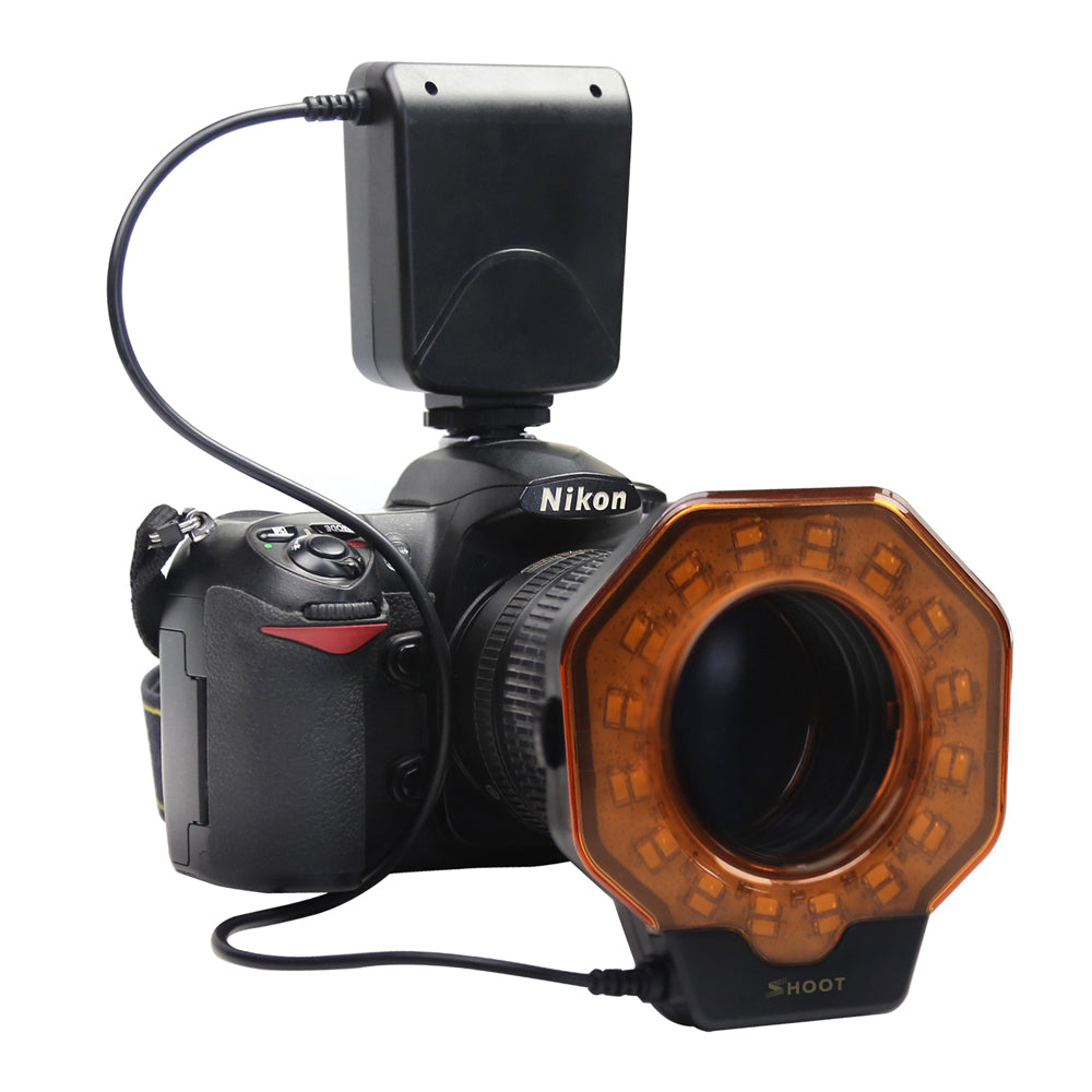 Shoot SL-103C Macro LED Ring Flash Light for Nikon D5300 D5100 D3400 D3100 D7200 Canon 1300D 6D Olympus e420 Pentax K5 K50 DSLR Camera