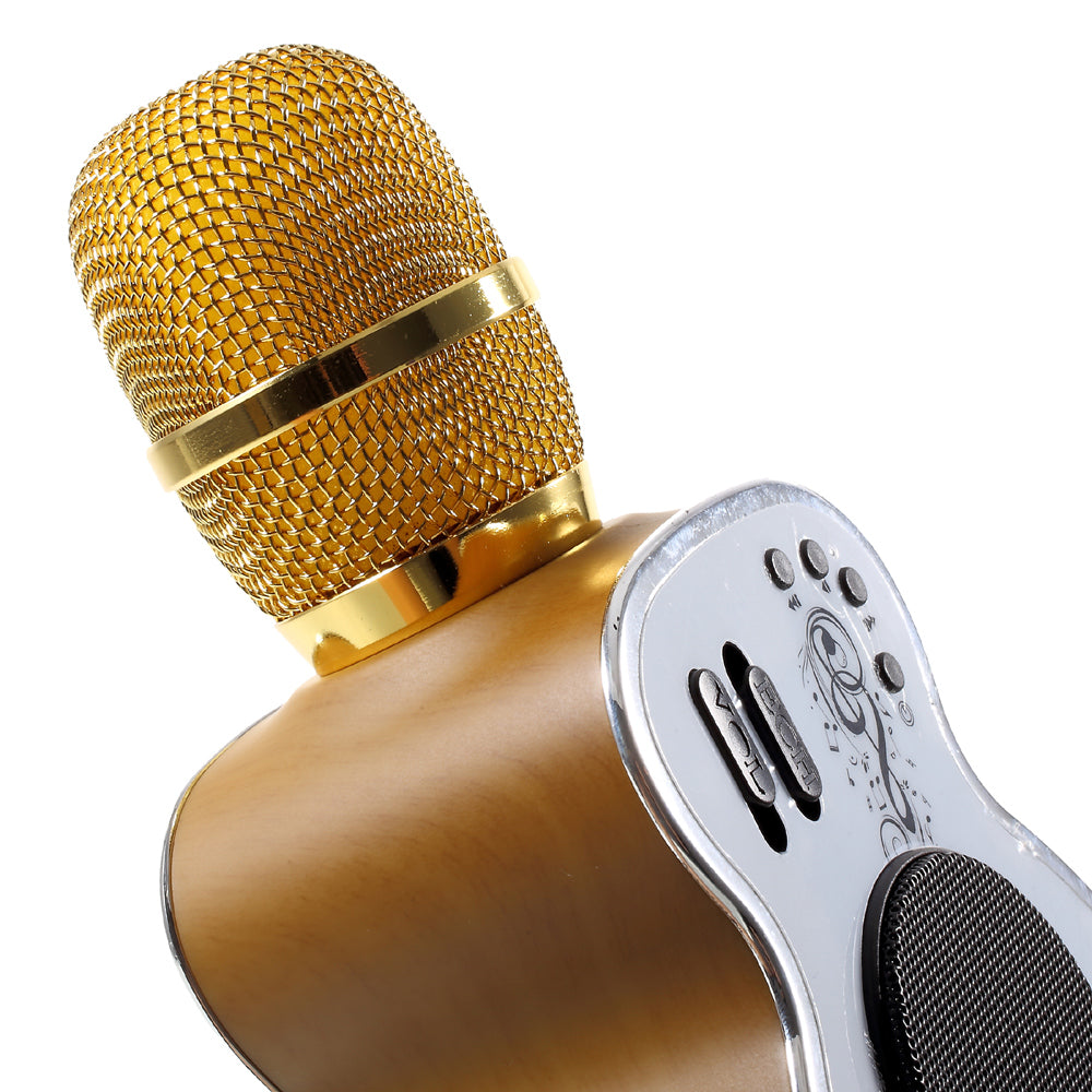 Singing KTV Artifact Mobile Phone M9 Guitar Wireless Bluetooth Pocket Microphone - Gold Color