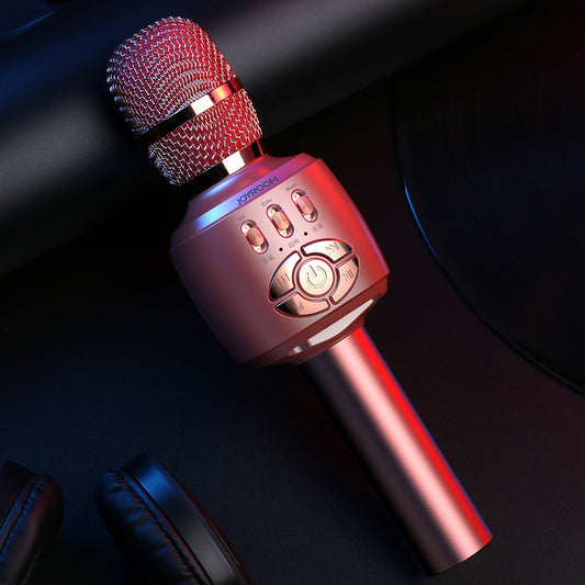 Joyroom JR-MC2 Universal Wireless KTV Microphone Speaker Support Aux / TF Card - Rose Gold