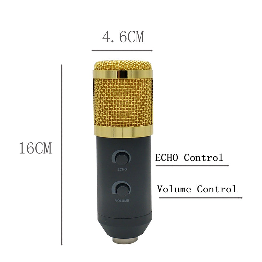MK-F600TL Studio Professional Condenser Wired Microphone with Tripod - Black / Gold