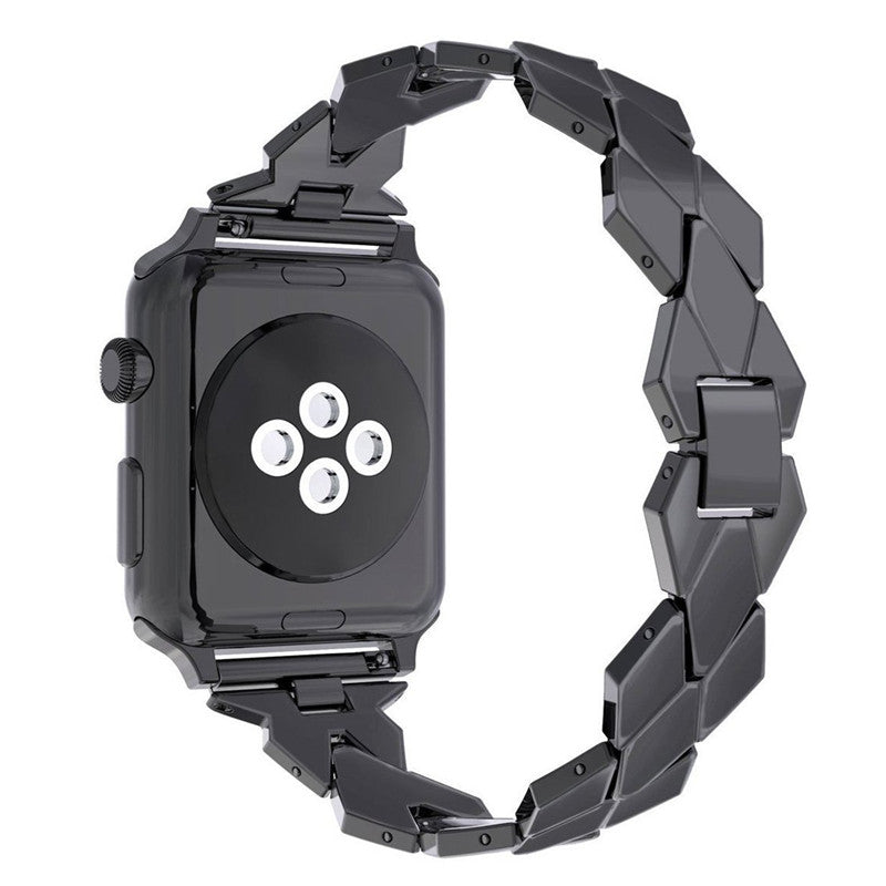 Rhombus Shaped Zinc Alloy Watch Band Replacement for Apple Watch Series 5 4 40mm, Series 3 / 2 / 1 38mm - Black