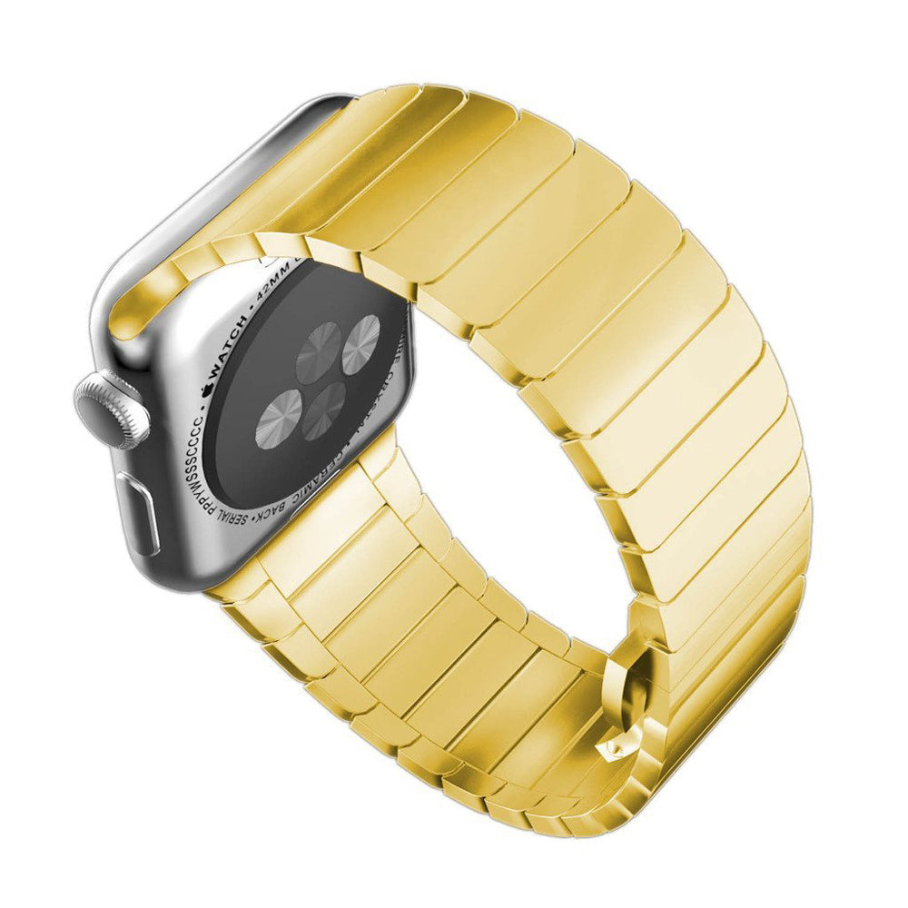 Stainless Steel Butterfly Clasp Watch Band Link Bracelet for Apple Watch Series 8 7 41mm / Series 6 SE / SE(2022) 5 4 40mm / Series 3 2 1 38mm - Gold