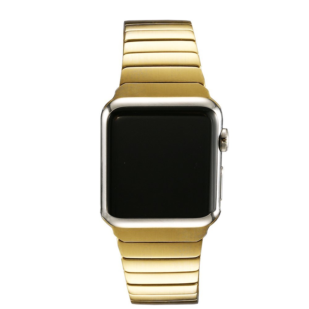 Stainless Steel Butterfly Clasp Watch Band Link Bracelet for Apple Watch Series 8 7 41mm / Series 6 SE / SE(2022) 5 4 40mm / Series 3 2 1 38mm - Gold