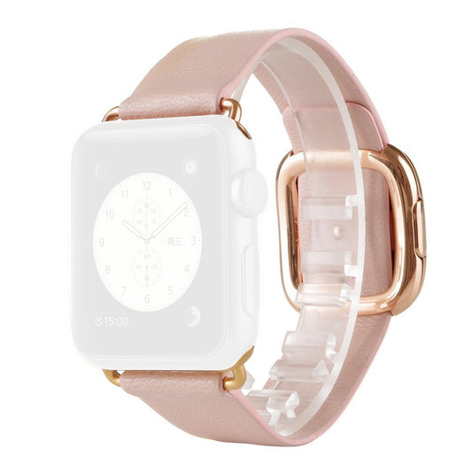 for Apple Watch Series 8 45mm / Ultra 49mm / 7 45mm / Series 6 / SE / SE (2022) / 5 / 4 44mm / Series 3 2 1 42mm Modern Genuine Leather Watch Strap with Magnetic Buckle - Pink