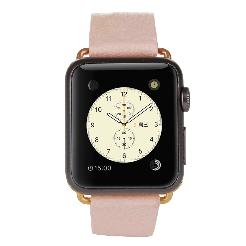 for Apple Watch Series 8 45mm / Ultra 49mm / 7 45mm / Series 6 / SE / SE (2022) / 5 / 4 44mm / Series 3 2 1 42mm Modern Genuine Leather Watch Strap with Magnetic Buckle - Pink
