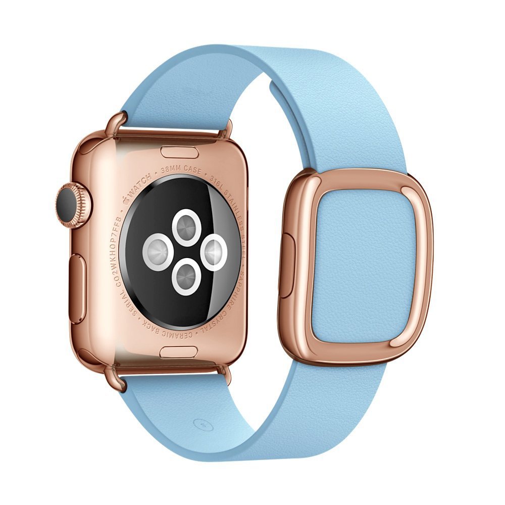 for Apple Watch Series 8 45mm / Ultra 49mm / 7 45mm / Series 6 / SE / SE (2022) / 5 / 4 44mm / Series 3 2 1 42mm Modern Genuine Leather Watchband Strap with Magnetic Buckle - Blue