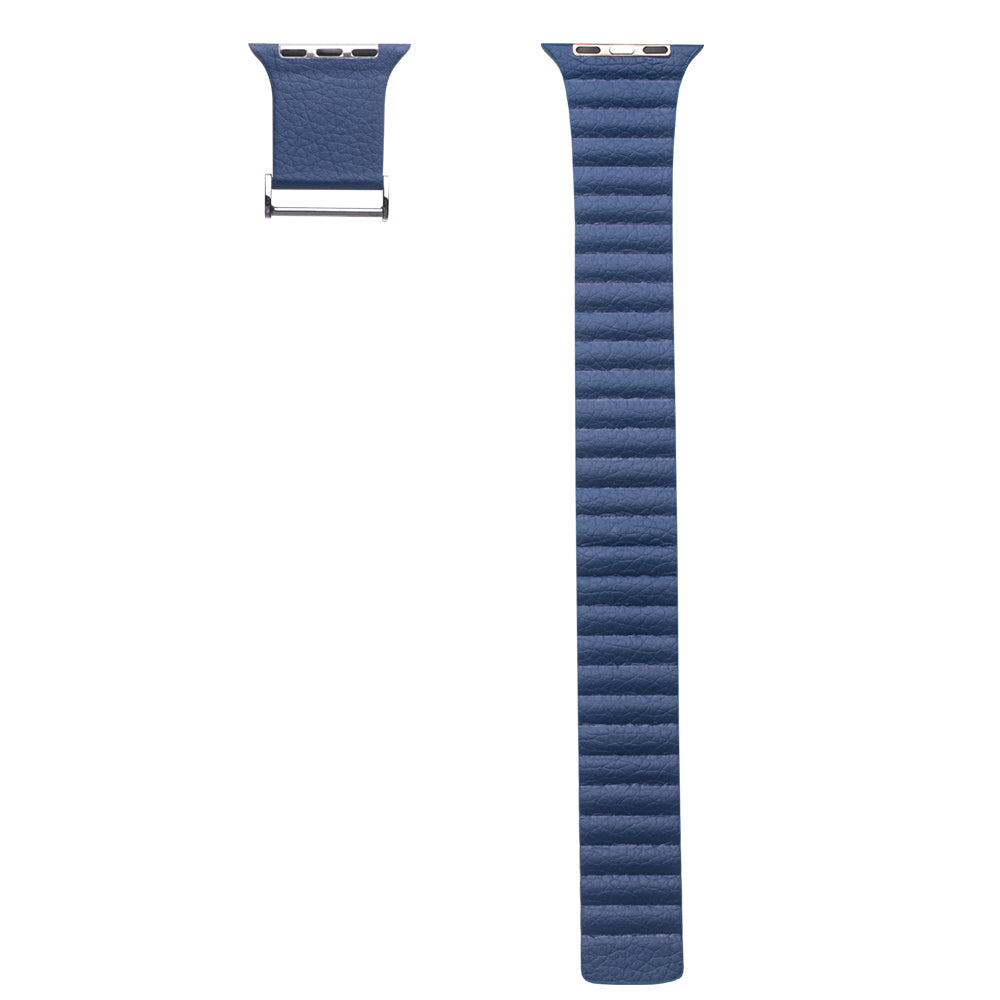 QIALINO Magnetic Loop Genuine Leather Watch Band Placement for Apple Watch Series 8 / 7 41mm / SE / SE(2022) / Series 6 / 5 / 4 40mm / Series 3 / 2 / 1 38mm - Blue