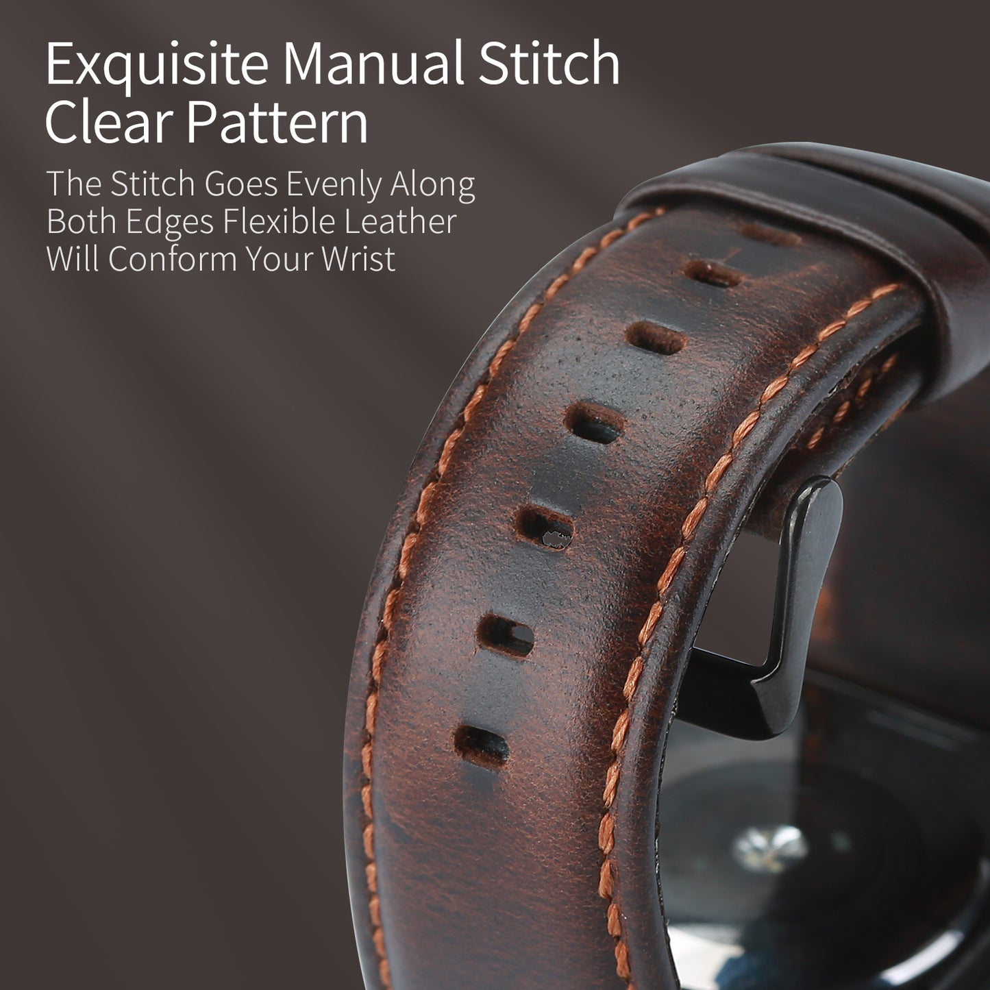 DUX DUCIS Business Genuine Leather Watch Band for Apple Watch Series 8 7 41mm / Series 6 SE / SE(2022) 5 4 40mm / Series 3 2 1 38mm - Coffee