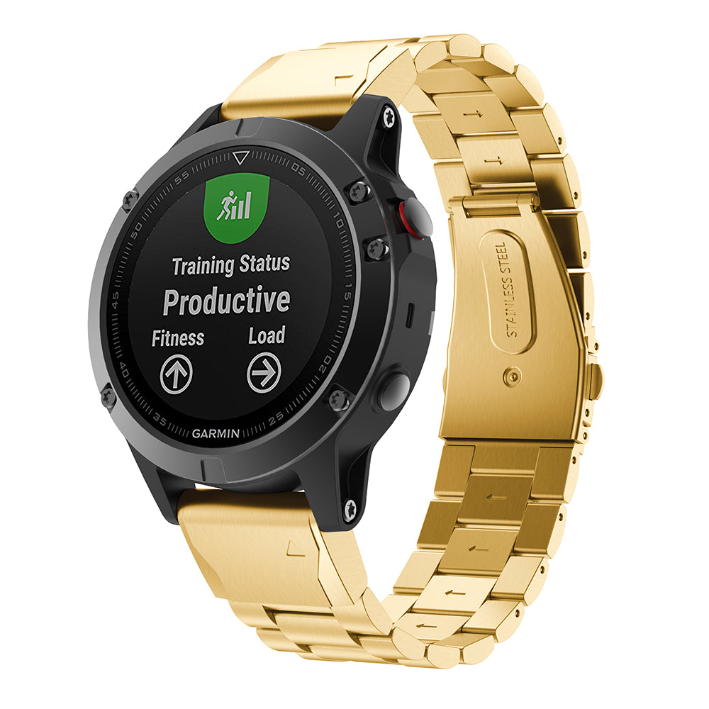 Stainless Steel Link Chain Watch Band Replacement for Garmin Fenix 5 - Gold