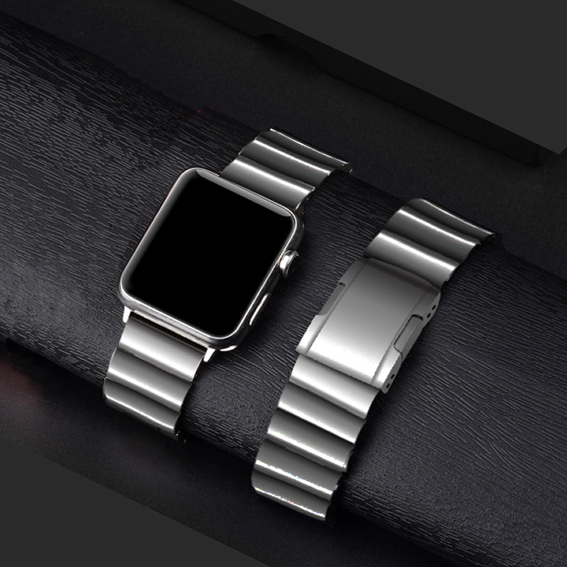 One Bead Stainless Steel Watch Strap with Buckle for Apple Watch Series 8 7 41mm / Series 6 SE / SE(2022) 5 4 40mm / Series 3 2 1 38mm - Silver