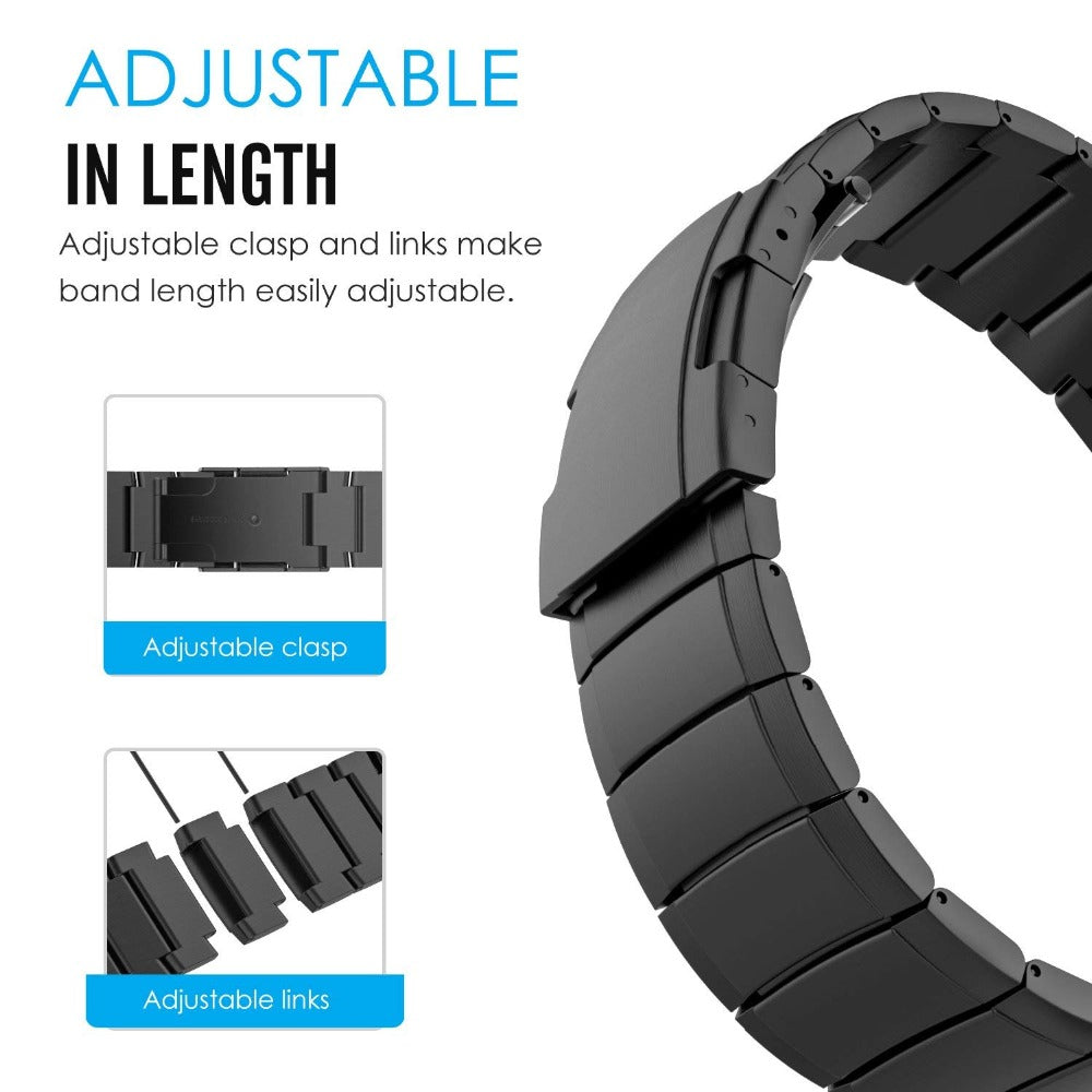 22mm Stainless Steel Watch Strap with Folding Clasp for Huawei Watch GT - Black