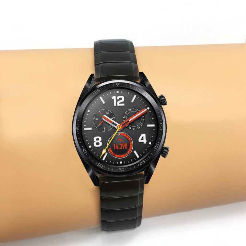 22mm Stainless Steel Watch Strap with Folding Clasp for Huawei Watch GT - Black
