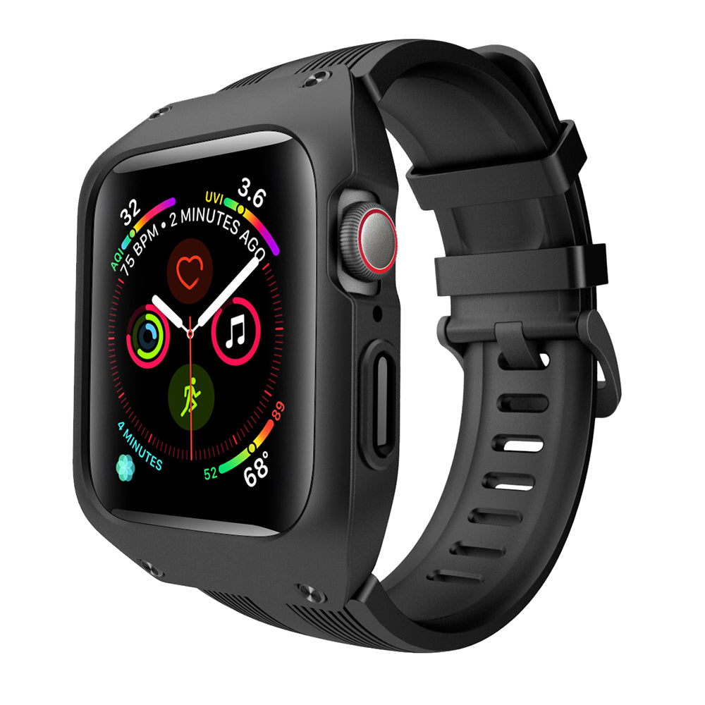 Dectachable Silicone Smart Watch Replacement Strap for Apple Watch Series SE / SE (2022) 44m / Series 6 / 5 / 4 44mm - Black