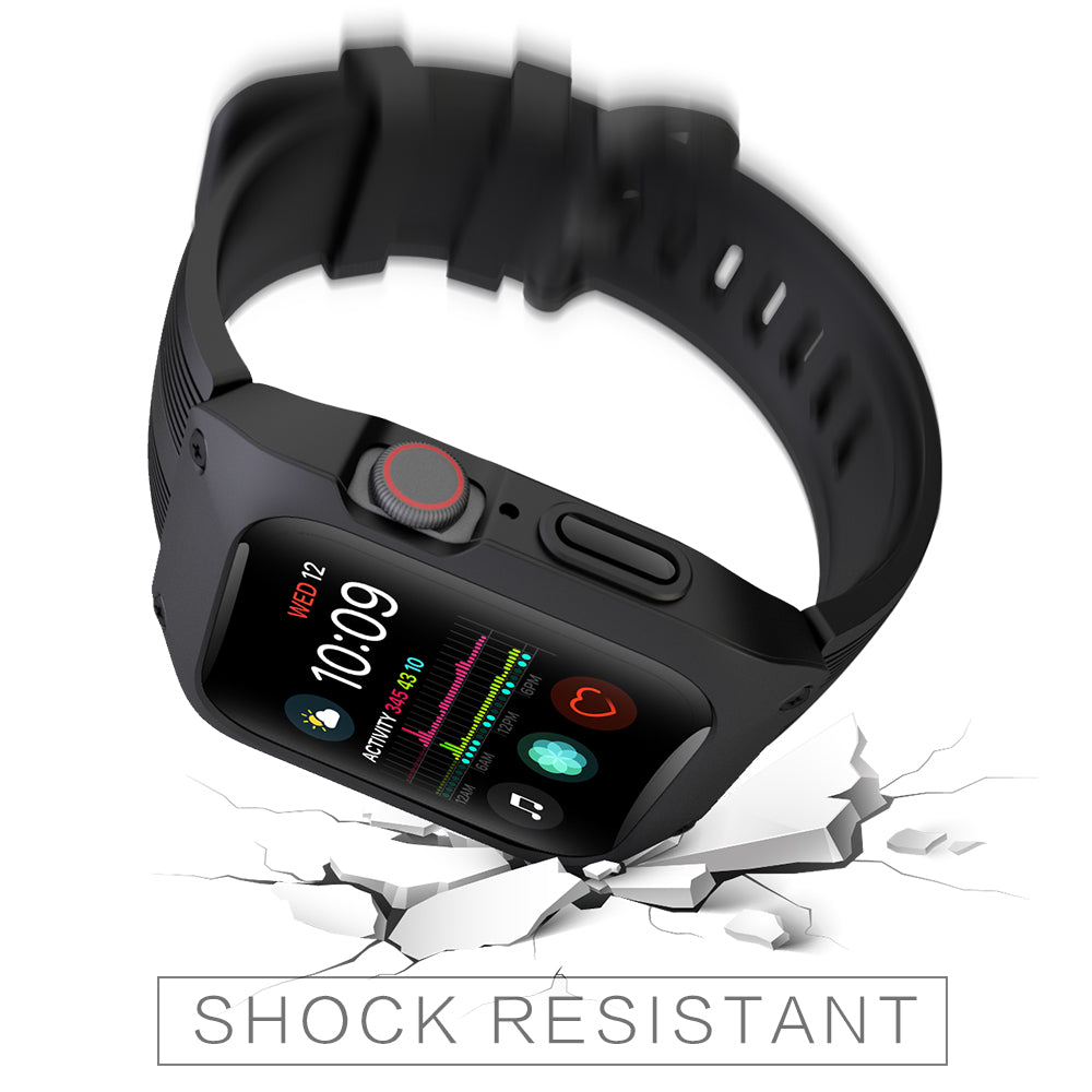 Dectachable Silicone Smart Watch Replacement Strap for Apple Watch Series SE / SE (2022) 44m / Series 6 / 5 / 4 44mm - Black