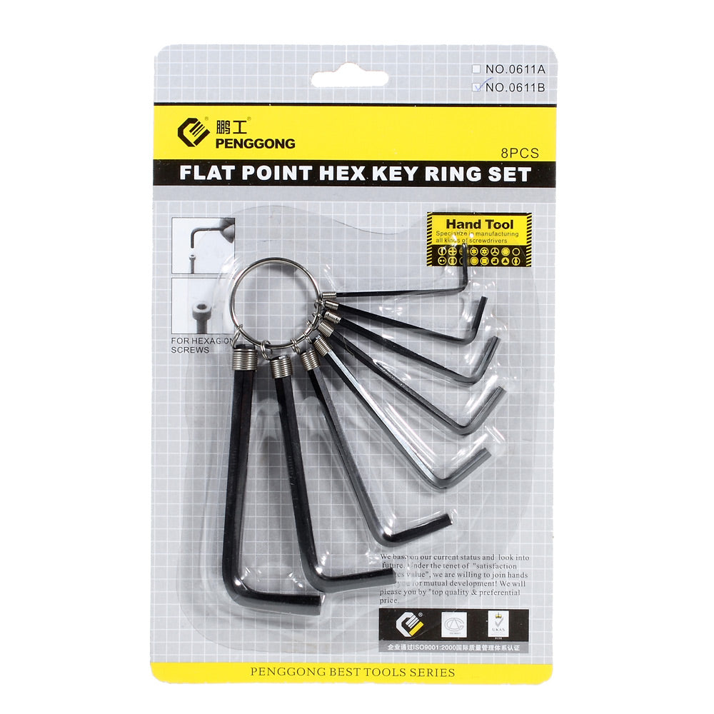 8-in-1 Flat Point Hex Key Ring Set Repair Hand Tool for Cellphone Computer