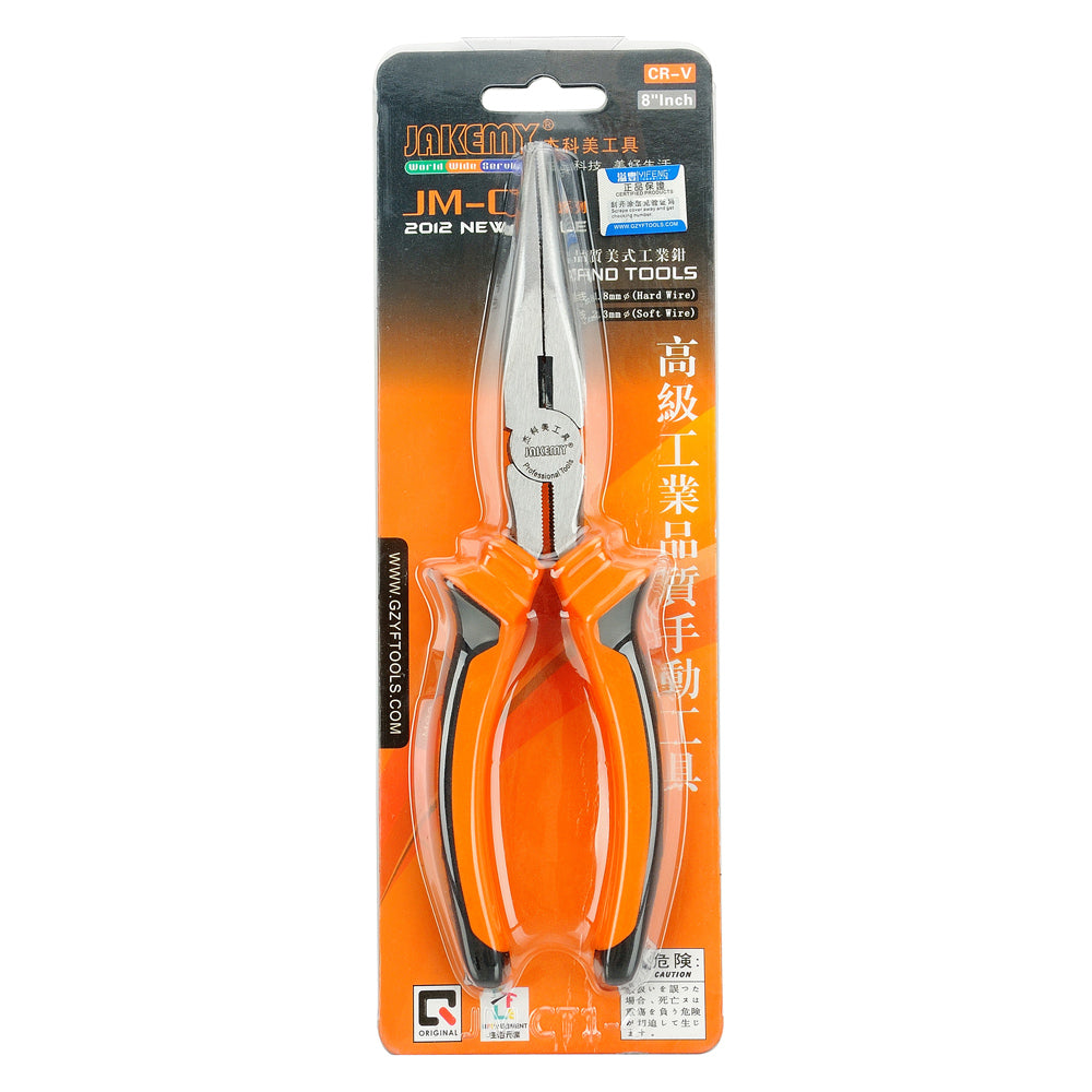 Jakemy JM-CT1 8-inch Long Nose Sharp-nose Pliers Chrome-vanadium Steel Plier