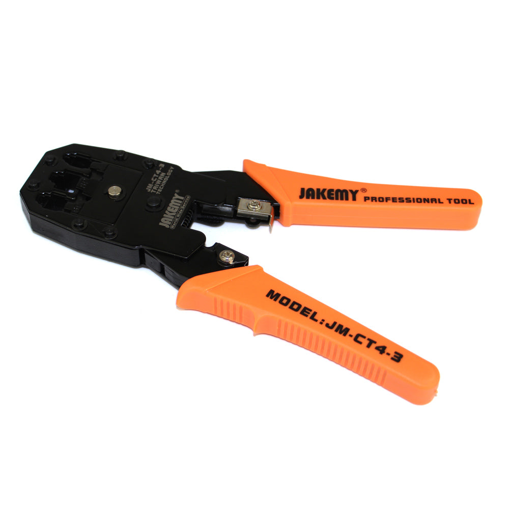 Jakemy JM-CT4-3 4P 6P 8P Telephone Network Cable Crimping Pliers Tool + Wire Cutter